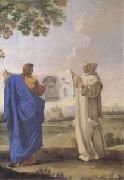 LE SUEUR, Eustache St Bruno Examining a Drawing of the Baths of Diocletian Location of the Future Charterhouse of Rome  (mk05) France oil painting artist